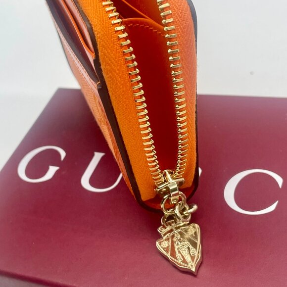 Gucci Bright Orange Leather And Canvas Wallet - Picture 5 of 7